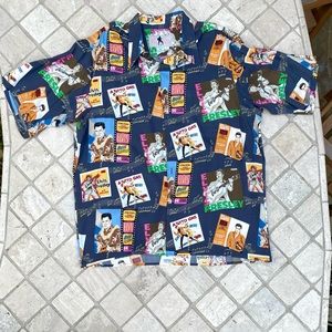 Vintage Reyn Spooner ELVIS PRESLEY Blue Hawaiian Shirt Records